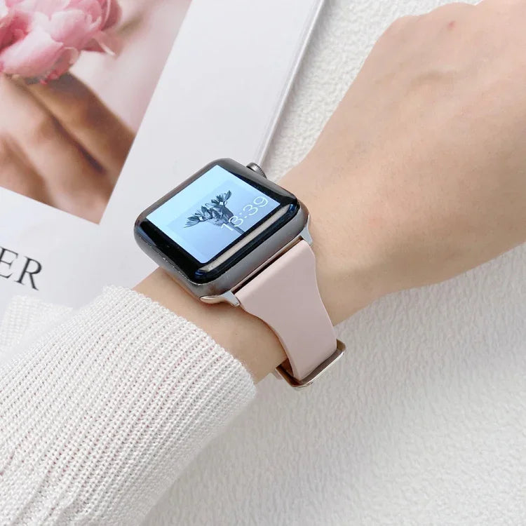 Dây đồng hồ silicone eo nhỏ cho Apple Watch Series, 7 41mm / 6&SE&5&4 40mm / 3&2&1 38mm, 7 45mm / 6&SE&5&4 44mm / 3&2&1 42mm