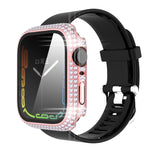 Diamond PC + Tempered Glass Watch Case For Apple Watch Series, 7 41mm, 7 45mm