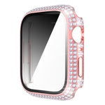 Ốp đồng hồ PC kim cương + kính cường lực cho Apple Watch Series, 7 41mm, 7 45mm