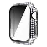 Ốp đồng hồ PC kim cương + kính cường lực cho Apple Watch Series, 7 41mm, 7 45mm
