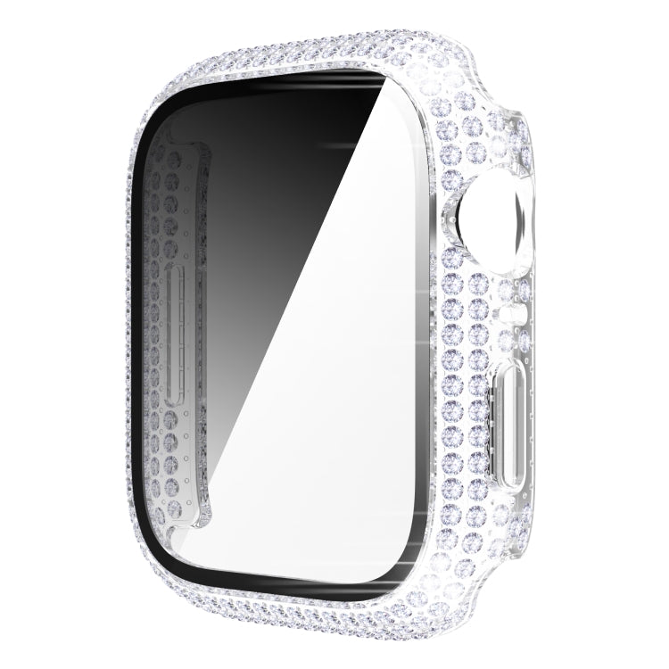 Ốp đồng hồ PC kim cương + kính cường lực cho Apple Watch Series, 7 41mm, 7 45mm