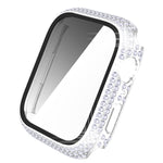 Ốp đồng hồ PC kim cương + kính cường lực cho Apple Watch Series, 7 41mm, 7 45mm