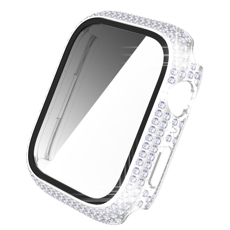 Ốp đồng hồ PC kim cương + kính cường lực cho Apple Watch Series, 7 41mm, 7 45mm