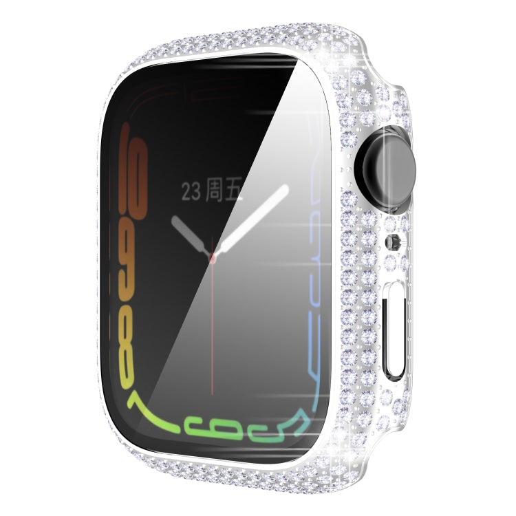 Ốp đồng hồ PC kim cương + kính cường lực cho Apple Watch Series, 7 41mm, 7 45mm