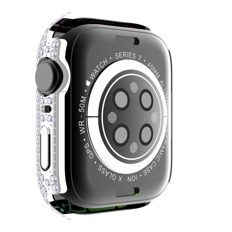 Ốp đồng hồ PC kim cương + kính cường lực cho Apple Watch Series, 7 41mm, 7 45mm