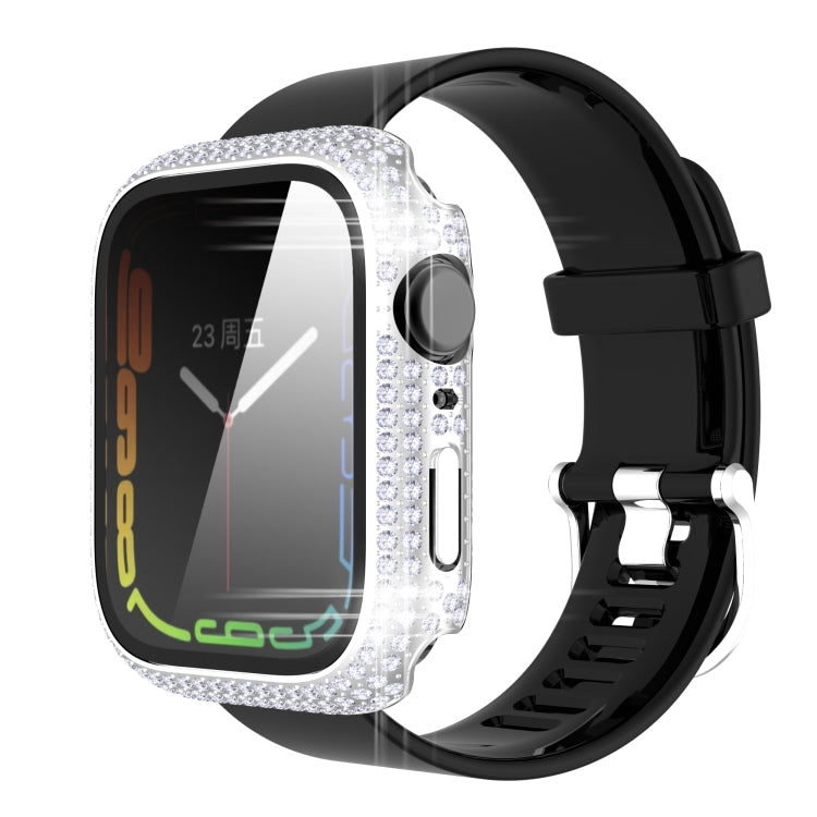 Ốp đồng hồ PC kim cương + kính cường lực cho Apple Watch Series, 7 41mm, 7 45mm