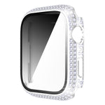 Ốp đồng hồ PC kim cương + kính cường lực cho Apple Watch Series, 7 41mm, 7 45mm