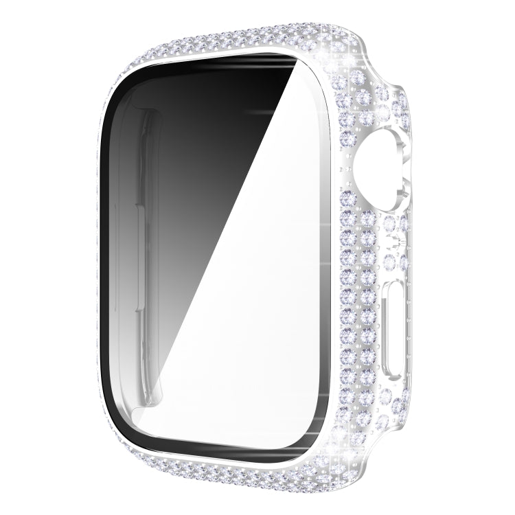 Ốp đồng hồ PC kim cương + kính cường lực cho Apple Watch Series, 7 41mm, 7 45mm