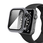 Ốp đồng hồ PC kim cương + kính cường lực cho Apple Watch Series, 6&SE&5&4 40mm, 6&SE&5&4 44mm