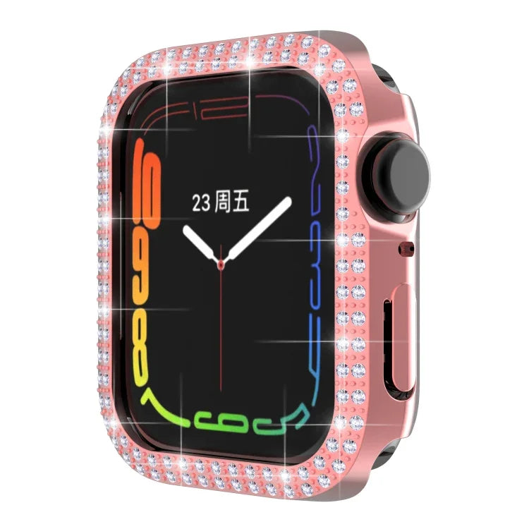 Vỏ đồng hồ PC kim cương hai hàng cho Apple Watch Series, 7 41mm, 7 45mm