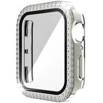 Ốp đồng hồ PC kim cương hai hàng + kính cường lực cho Apple Watch Series, 6&SE&5&4 40mm, 6&SE&5&4 44mm, 6&SE&5&4 40mm / 3&2&1 38mm