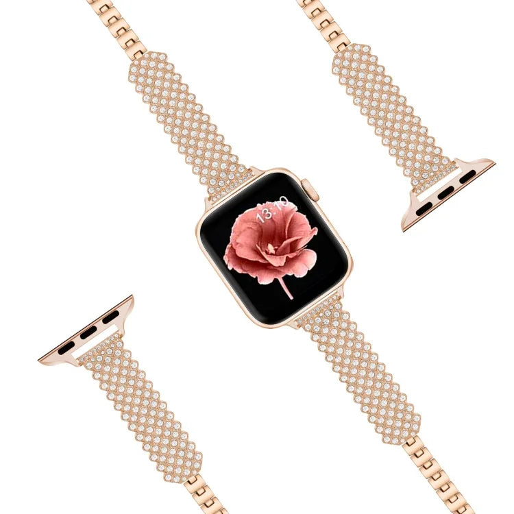 Dây đồng hồ kim loại kim cương hình trái tim cho Apple Watch Series, 7 41mm / 6&SE&5&4 40mm / 3&2&1 38mm, 7 45mm / 6&SE&5&4 44mm / 3&2&1 42mm