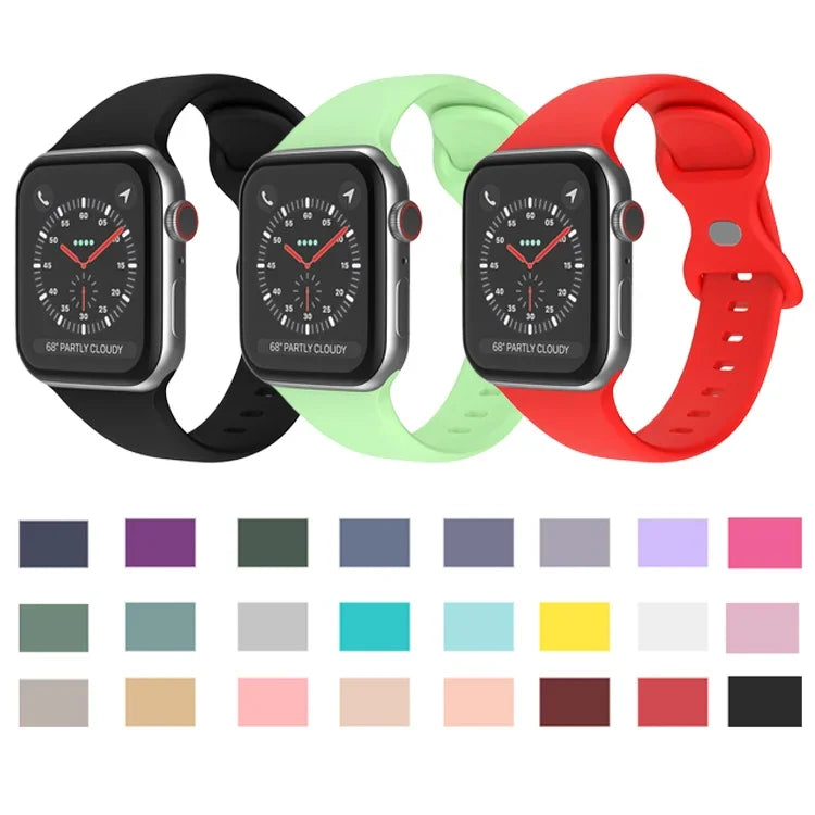 Dây đồng hồ silicone khóa bướm, kích thước: L cho Apple Watch Series, 7 45mm / 6&SE&5&4 44mm / 3&2&1 42mm
