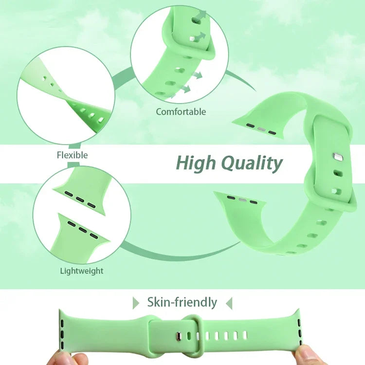 Dây đồng hồ silicone khóa bướm, kích thước: L cho Apple Watch Series, 7 45mm / 6&SE&5&4 44mm / 3&2&1 42mm
