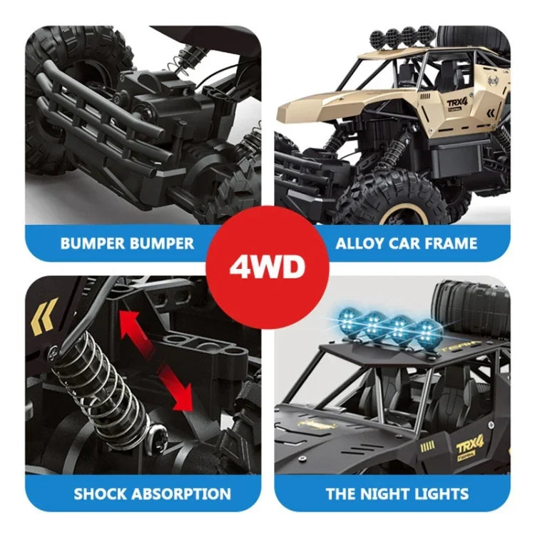 Xe RC 4WD bánh hợp kim lớn sáu bánh, (Đen), (Vàng)