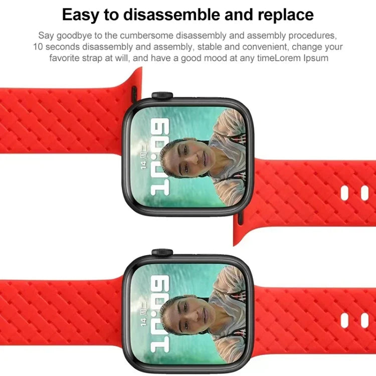 Dây đồng hồ silicone họa tiết đan cho Apple Watch Series, 7 41mm / 6&SE&5&4 40mm / 3&2&1 38mm, 7 45mm / 6&SE&5&4 44mm / 3&2&1 42mm