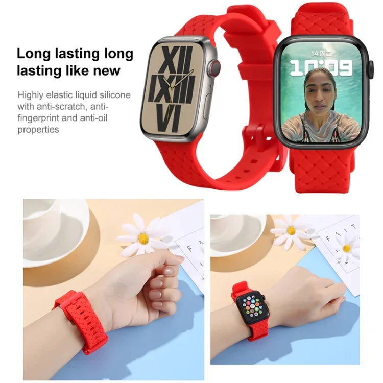 Dây đồng hồ silicone họa tiết đan cho Apple Watch Series, 7 41mm / 6&SE&5&4 40mm / 3&2&1 38mm, 7 45mm / 6&SE&5&4 44mm / 3&2&1 42mm