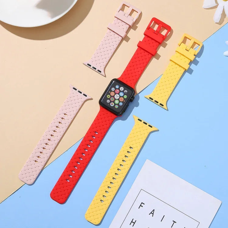 Dây đồng hồ silicone họa tiết đan cho Apple Watch Series, 7 41mm / 6&SE&5&4 40mm / 3&2&1 38mm, 7 45mm / 6&SE&5&4 44mm / 3&2&1 42mm