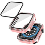 Vỏ đồng hồ PC kim cương hai hàng + kính cường lực cho Apple Watch Series, 3&2&1 38mm, 3&2&1 42mm