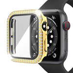 Vỏ đồng hồ PC kim cương hai hàng + kính cường lực cho Apple Watch Series, 3&2&1 38mm, 3&2&1 42mm