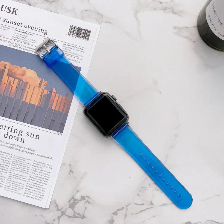 Jelly Transparent Watchband For Apple Watch Series, 7 41mm / 6&SE&5&4 40mm / 3&2&1 38mm, 7 45mm / 6&SE&5&4 44mm / 3&2&1 42mm
