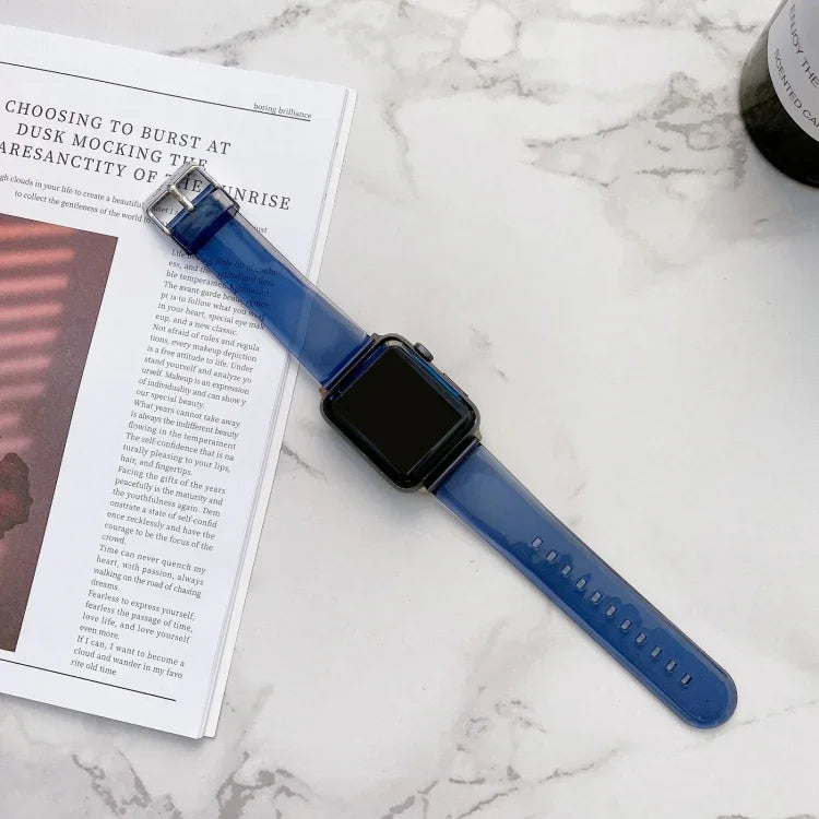 Jelly Transparent Watchband For Apple Watch Series, 7 41mm / 6&SE&5&4 40mm / 3&2&1 38mm, 7 45mm / 6&SE&5&4 44mm / 3&2&1 42mm