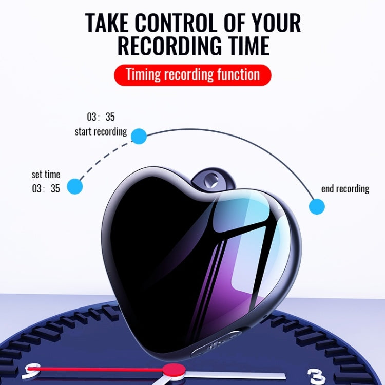 Bút ghi âm điều khiển giọng nói giảm tiếng ồn HD thông minh mặt dây chuyền trái tim Q66, 4GB, 8GB, 16GB, 32GB, 64GB