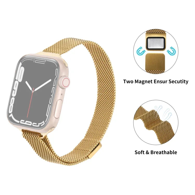 Dây đồng hồ Milanese eo nhỏ cho Apple Watch Series, 7 41mm / 6&SE&5&4 40mm / 3&2&1 38mm, 7 45mm / 6&SE&5&4 44mm / 3&2&1 42mm