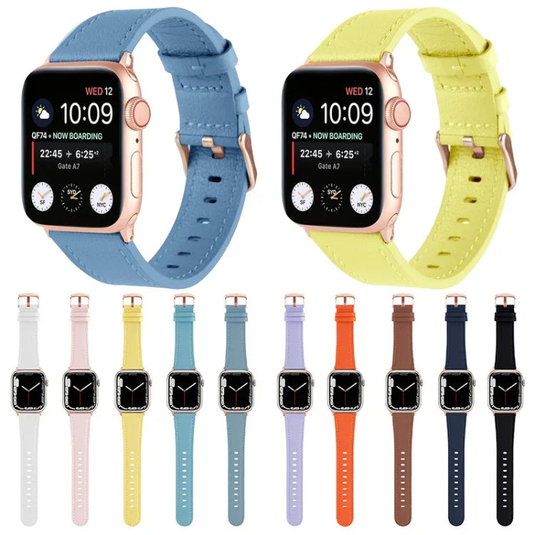 Dây đồng hồ da thật eo nhỏ cho Apple Watch Series, 7 41mm / 6&SE&5&4 40mm / 3&2&1 38mm, 7 45mm / 6&SE&5&4 44mm / 3&2&1 42mm