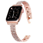 Dây đồng hồ kim loại đính kim cương bốn hàng cho Apple Watch Series, 7 41mm / 6&SE&5&4 40mm / 3&2&1 38mm, 7 45mm / 6&SE&5&4 44mm / 3&2&1 42mm