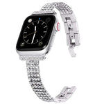 Dây đồng hồ kim loại đính kim cương bốn hàng cho Apple Watch Series, 7 41mm / 6&SE&5&4 40mm / 3&2&1 38mm, 7 45mm / 6&SE&5&4 44mm / 3&2&1 42mm