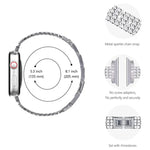 Dây đồng hồ kim loại đính kim cương bốn hàng cho Apple Watch Series, 7 41mm / 6&SE&5&4 40mm / 3&2&1 38mm, 7 45mm / 6&SE&5&4 44mm / 3&2&1 42mm