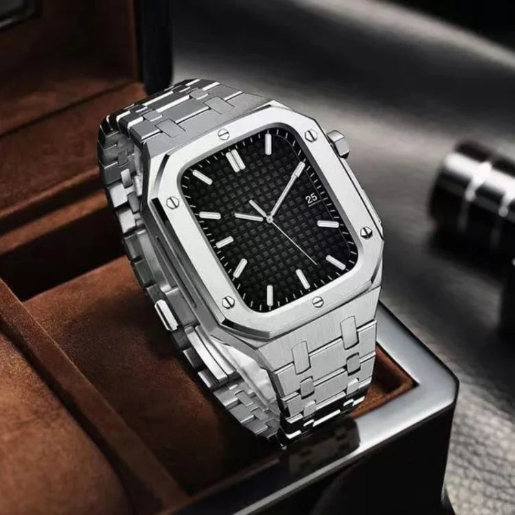 Dây đồng hồ kim loại sồi tích hợp + ốp đồng hồ cho Apple Watch Series, cho Apple Watch Series 6&SE&5&4 44mm
