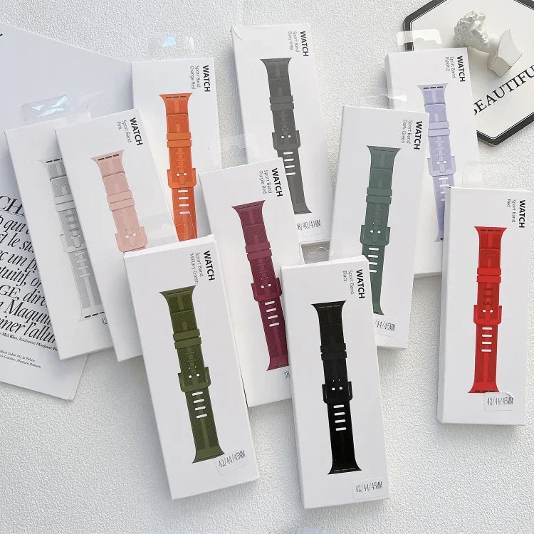 Dây đồng hồ silicone chỉ may cho Apple Watch Series, 7 41mm / 6&SE&5&4 40mm / 3&2&1 38mm, 7 45mm / 6&SE&5&4 44mm / 3&2&1 42mm
