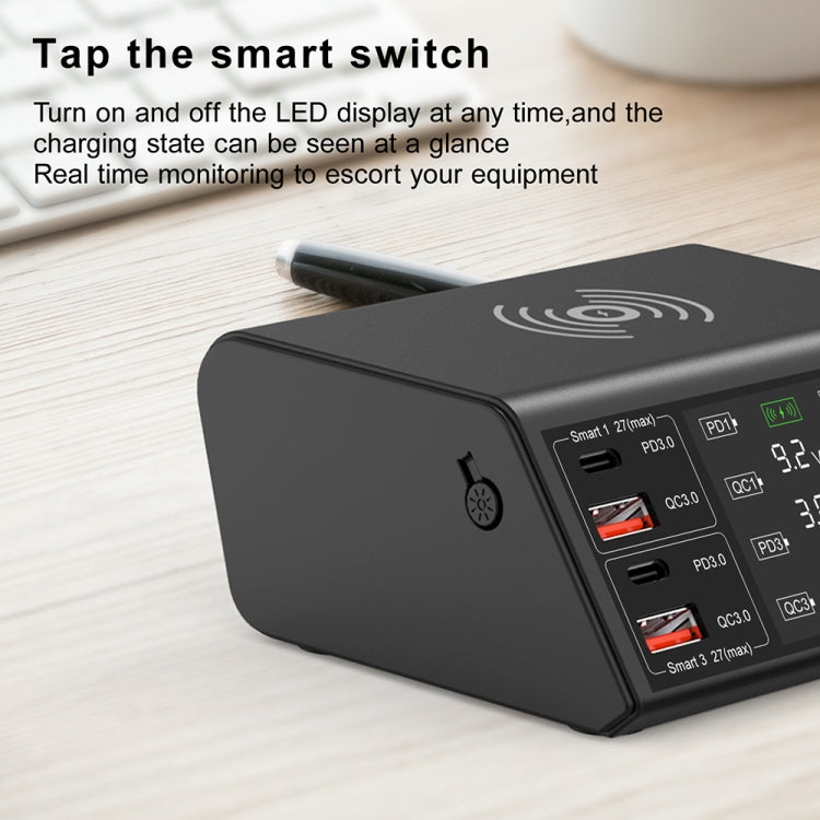 Bộ sạc không dây thông minh 838w 9 trong 1 100W 4 PD 3.0 USB-C / Type-C + 4 QC 3.0 USB, EU Plug, US Plug, UK Plug, AU Plug