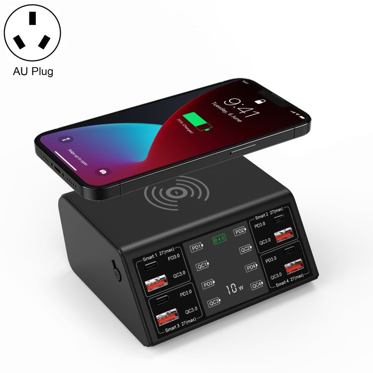 Bộ sạc không dây thông minh 838w 9 trong 1 100W 4 PD 3.0 USB-C / Type-C + 4 QC 3.0 USB, EU Plug, US Plug, UK Plug, AU Plug