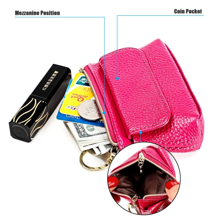 Litchi Texture Cowhide Hand Held Small Wallet for Ladies