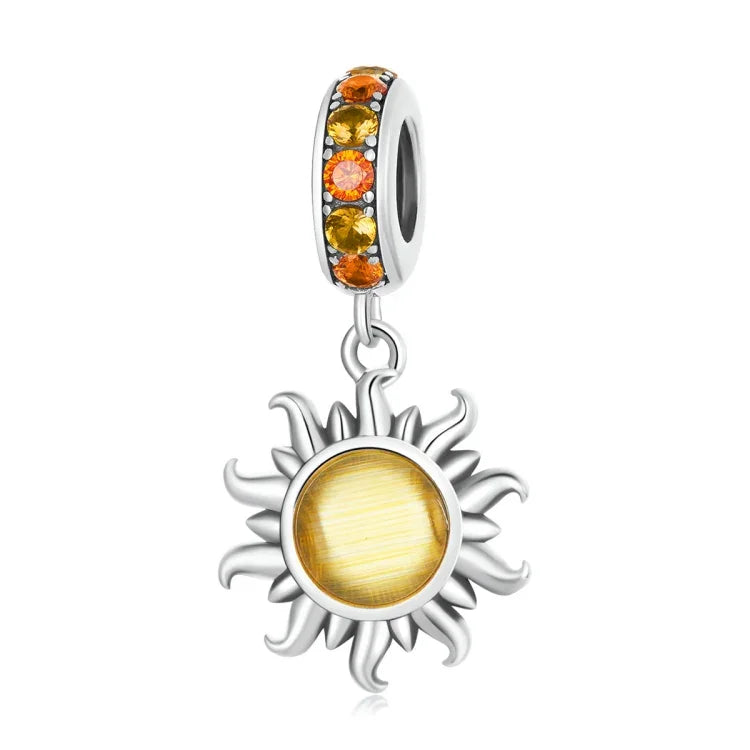 Phụ kiện vòng tay vòng cổ mặt dây chuyền mặt trời nhỏ bạc S925 Sterling, mặt trời nhỏ