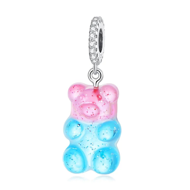 Phụ kiện vòng tay vòng cổ mặt dây chuyền gấu kẹo bạc S925 Sterling, gấu kẹo