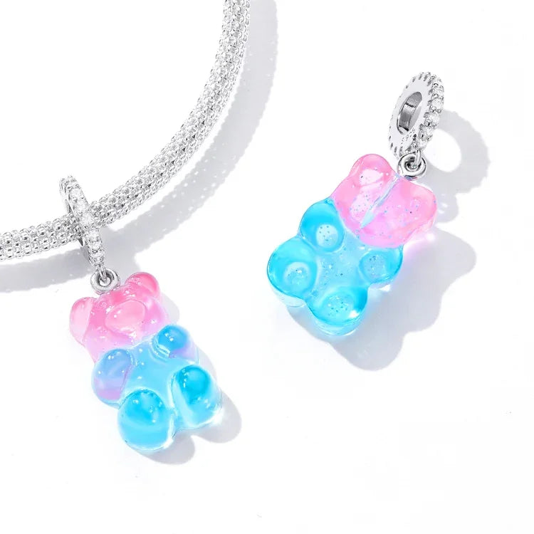 Phụ kiện vòng tay vòng cổ mặt dây chuyền gấu kẹo bạc S925 Sterling, gấu kẹo