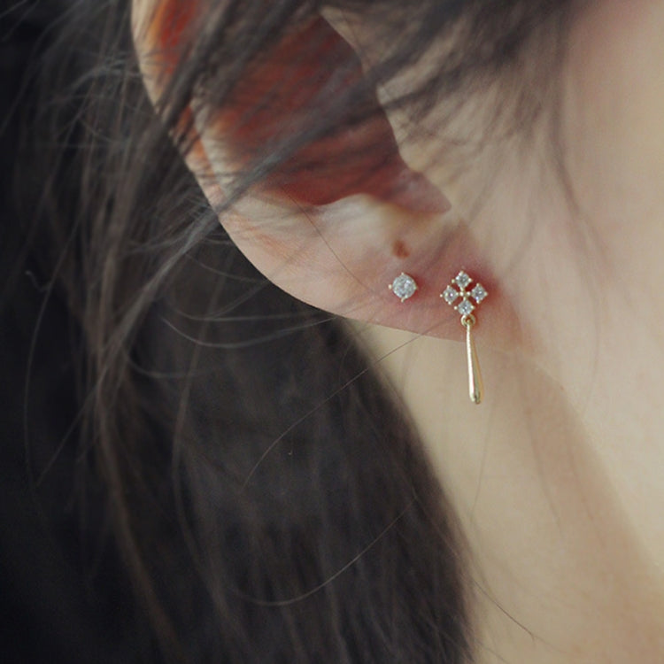 Bông tai nữ đinh tai sáng bạc Sterling S925, sáng (bạc)