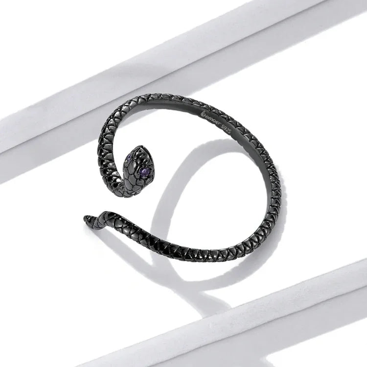 Nhẫn bạc S925 Sterling hình rắn bí ẩn cho nữ, rắn bí ẩn
