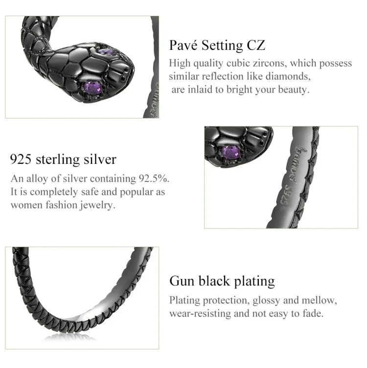 Nhẫn bạc S925 Sterling hình rắn bí ẩn cho nữ, rắn bí ẩn