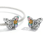 Phụ kiện vòng tay vòng cổ hạt hoa bướm bạc S925 Sterling, hoa bướm