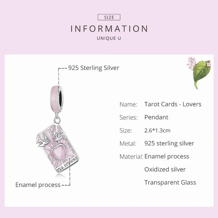 Mặt dây chuyền Tarot Người Yêu bạc S925 DIY vòng tay vòng cổ phụ kiện, Tarot Người Yêu