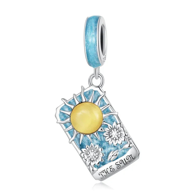 Mặt dây chuyền Tarot Mặt Trời bạc S925 DIY vòng tay vòng cổ phụ kiện, Tarot Mặt Trời