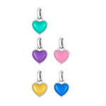 Phụ kiện vòng tay dây chuyền mặt dây chuyền hình trái tim bạc Sterling S925, mặt dây chuyền hình trái tim (vàng), mặt dây chuyền hình trái tim (xanh dương), mặt dây chuyền hình trái tim (hồng), mặt dây chuyền hình trái tim (tím)