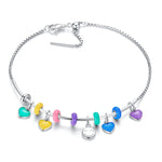 Phụ kiện vòng tay dây chuyền mặt dây chuyền hình trái tim bạc Sterling S925, mặt dây chuyền hình trái tim (vàng), mặt dây chuyền hình trái tim (xanh dương), mặt dây chuyền hình trái tim (hồng), mặt dây chuyền hình trái tim (tím)