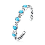 Nhẫn nữ bạc S925 đá Turquoise xoắn, đá Turquoise xoắn
