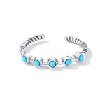 Nhẫn nữ bạc S925 đá Turquoise xoắn, đá Turquoise xoắn
